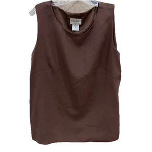 VINTAGE Neiman Marcus Exclusive Shirt Adult Brown Sleeveless Women’s XL 100%Silk - Picture 1 of 10