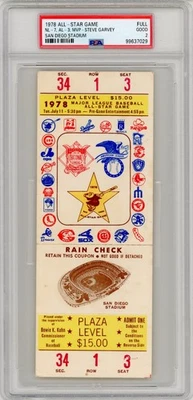 1978 MLB ALL-STAR GAME FULL TICKET SAN DIEGO PSA 2 MVP GARVEY Only 15 Graded!!! - Image 1 of 3