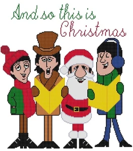 CROSS STITCH+ CRAFT PATTERN Beatles Cartoon Christmas Santa Ringo Lennon Carols - Picture 1 of 16