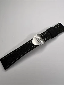 20mm Tudor Dark Grey Fabric & Rubber Strap Band & 16mm Steel Deployant Clasp - Picture 1 of 12