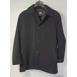 Mens Black Balmacaan Overcoat Peacoat Wool Cashmere Blend Size L - Picture 1 of 10
