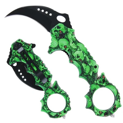 Karambit-Style Spring Assist Folding Knife Hunting Camping Tatical Pocket Knife - Image 1 of 4