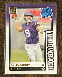 2024 Donruss #2 JJ McCarthy Rated Rookie Throwback - Minnesota Vikings - Bild 1 von 2