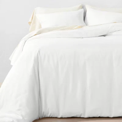 3pc Full/Queen Lyocell Cotton Blend Duvet & Sham Set White - Casaluna - Image 1 of 4