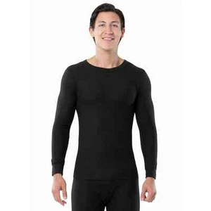 Fruit of the Loom Men's Thermal Waffle Black Slim Fit Crew Top, Size Large - Picture 1 of 4