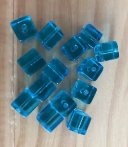 14 BLUE CLEAR 10mm SQUARE LAMP WORK GLASS Loose Beads Jewelry DIY Making - Picture 1 of 4