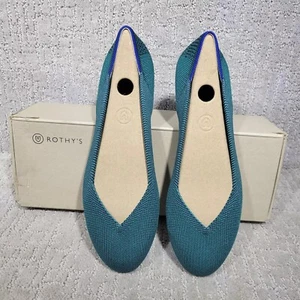 Rothy's The Flat Women's Size 9.5 US Green Spruce Python Round Toe Ballet Shoes - Picture 1 of 10