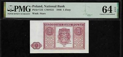 Poland 1 Zloty 1946 PMG 64 UNC  P#123 Narodowy Bank Polski - Image 1 of 4
