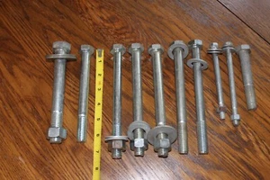 10 Bolts 3/8",1/2",5/8", 6",7",5 HEX BOLTS, Construction. Some nuts and washers - Picture 1 of 5