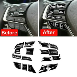 Cubierta de cuadro de botón de volante negro brillante para Honda Accord 2018-2021 - Imagen 1 de 8
