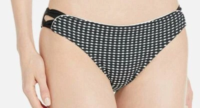 Calcinha de biquíni feminina Nanette Lepore preta branca elástica pontilhada US$ 198 4 - Imagem 1 de 3