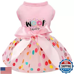 Dog Clothes for Small Dogs Girl, Spring Pet Dress Puppy Princess Tutu Cute Pu - Picture 1 of 5