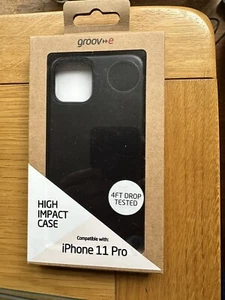 Groove iPhone 11 Pro High Impact Case Hard Shell Back Cover Black - Picture 1 of 2