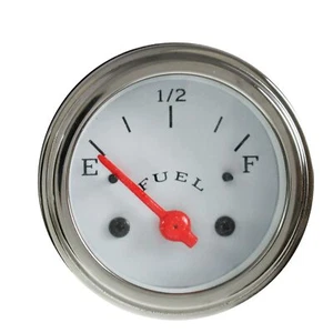 VEETHREE 267203 FUEL GAUGE 2 1/16" WHITE (GAUGE ONLY) - Picture 1 of 6