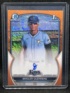 2023 Bowman Chrome /25 Brailer Guerrero Orange Wave 1st Auto #CPA-BG Tampa Rays