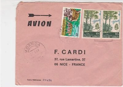 Rep Gabonaise 1969 Airmail Moanda Cancels Panther + Trees Stamps Cover Ref 30688 - Image 1 of 2