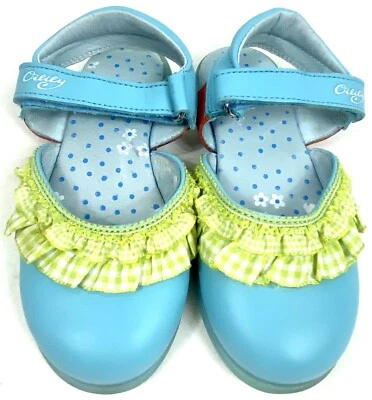 Oilily Girls Size 24 Mary Jane Shoes Blue Green Gingham - Image 1 of 4