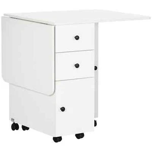Folding Dining Table for 4-6, Rolling Drop Leaf Table with Storage Drawers, - Picture 1 of 11