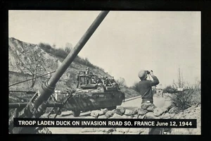 Military postcard WWII Troop truck vehicle gun France June 12, 1944  - Picture 1 of 2