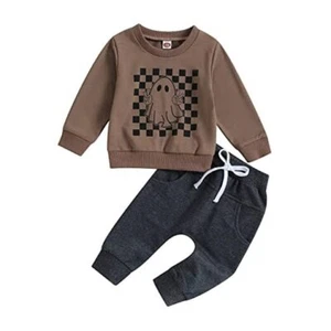Toddler Infant Baby Boys Halloween Outfits Ghost Newborn Boy Fall 2-3T Coffee - Picture 1 of 8