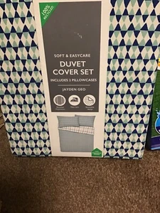 Dunelm Jayden Geo Print Duvet cover Set Kingsize NEW bedding Green multi - Picture 1 of 2