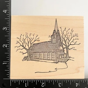 Estampilla de goma montada en madera Art Impressions Old Country Church T1220 - Imagen 1 de 3