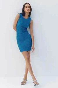 NEW By Anthropologie Textured Mini Shift Dress BLUE TEAL SIZE XXSP XXS PETITE - Picture 1 of 2