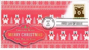 AO-4210-2, 2007, Holiday Knits, Bear, Standard Postmark, FDC, SC 4210, Add on, - Picture 1 of 1
