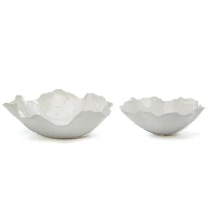 Tozai Home Set of 2 White Free Form Ceramic Bowls (food safe) YCH102W-S2 - Picture 1 of 2
