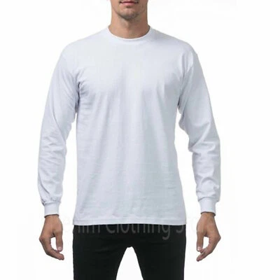 Pro Club Men's Heavyweight Cotton Long Sleeve Crew Neck T-Shirts S~7XL ProClub - Image 1 of 4