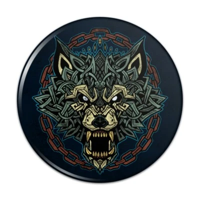 Fenrir Wolf In Chains Norse Mythology Button Refrigerator Magnet