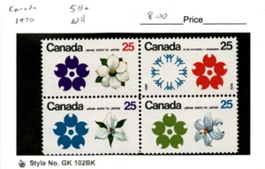 Canada, Postage Stamp, #511a Block Mint NH, 1970 Emblems EXPO (AG) - Picture 1 of 1