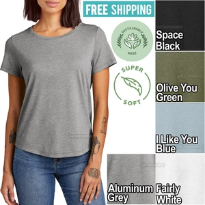 Womens Relaxed Fit Tri Blend T-Shirt Ladies Scoop Neck Super Soft Tee XS-2XL NEW - Picture 1 of 10