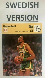MARVIN WEBSTER 1980 SWEDISH Sportscaster card from Sweden - SEATTLE SUPER SONICS - Picture 1 of 1