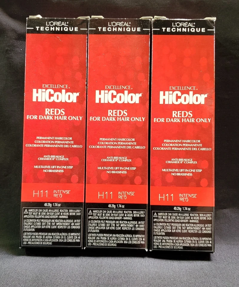 L'Oreal Excellence HiColor para cabello oscuro/H11 rojo intenso 1,74 oz (paquete de 3)) Foto 1 de 1