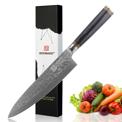 SUNNECKO 8 Inch Chef Knife Japanese VG10 Damascus Steel Kitchen Meat Cooking Cutlery Tool