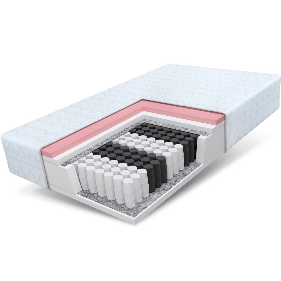 Matratze 90x200 cm MEMORY H2 H3 Taschenfederkern Visco 7 Zonen Höhe 24 cm - Bild 1 von 4