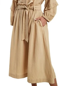 Seed Heritage Size 12 Paperbag Tie Skirt Sand Beige Stonecrop Elastic Waist BNWT - Picture 1 of 15