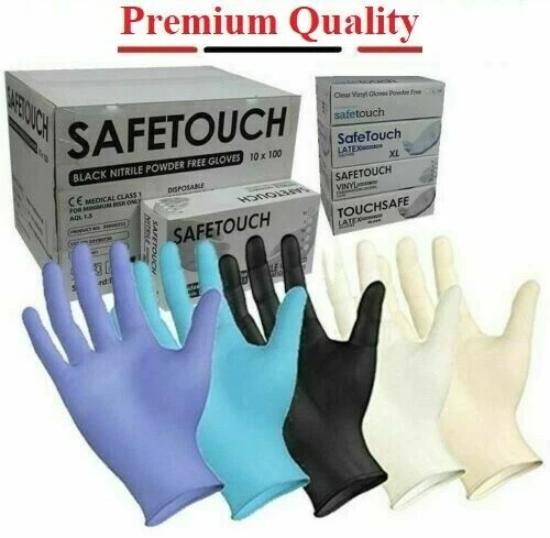 Disposable Latex, Black Nitrile or Blue Vinyl Gloves Powder Free - 100 Boxed - Image 1 of 1