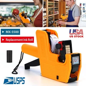 Retail MX-5500 8 Digits Price Tag Gun & White Sticker Labels Roll Sticker Inker - Picture 1 of 10