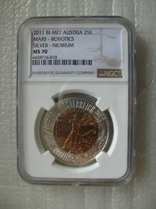 Austria 25 Euro 2011 Silver Niobium Bi-Metallic Coin Robotics NGC MS70 - Picture 1 of 4