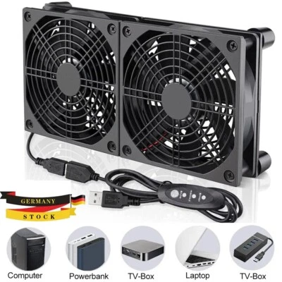 Doppel Lüfter PC Ventilator lüfter 120 mm Leise PC Gehäuselüfter Fan USB 5V DE - Bild 1 von 4