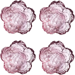Pink Glass Bowls Set of 4, Small Dipping Dishes Sauce Plates- Japanese Sakura Fl - Picture 1 of 12