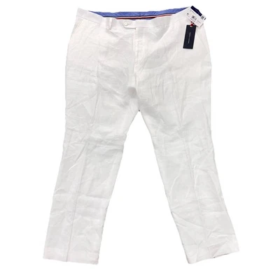 Tommy Hilfiger Pantalones de Lino para Hombres 42x30 Blanco Moderno Preppy Coastal Resort NUEVO Foto 1 de 4