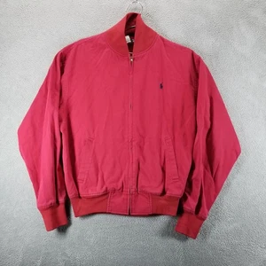 Vintage Polo Ralph Lauren Jacke Herren M Rot Bomber Taschen Full Zip - Bild 1 von 10