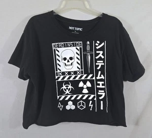 Hot Topic Junior's Black Cropped Biohazard Dead Inside T-shirt Size XL - Picture 1 of 4