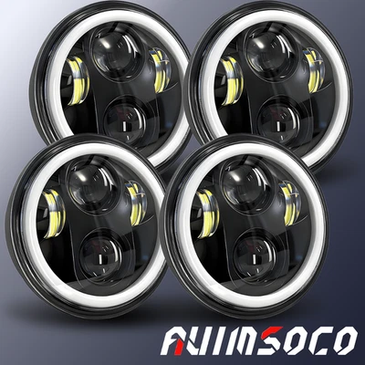 Faros LED altos/bajo DRL ojos de ángel para Pontiac Catalina 1958-1976 4 piezas 5,75" Foto 1 de 4