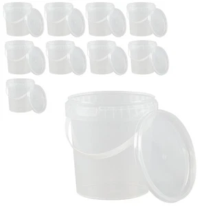 10 Pack Round Plastic Bucket Food Storage Containers, 28 oz Ice Cream Buckets... - Picture 1 of 7
