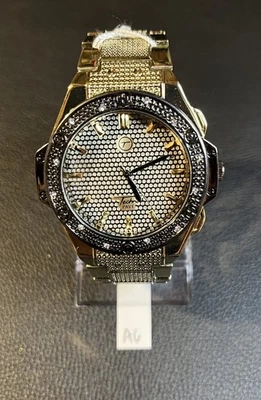 Reloj Pulsera Techno Pave Hombre Modelo 8511 Tono Oro Acero Inoxidable Banda 25mm Foto 1 de 4