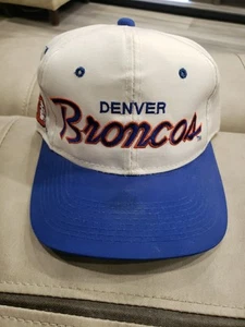 Vtg Sports Specialties Denver Broncos Snapback Hat White Scripted Double Line - Picture 1 of 7